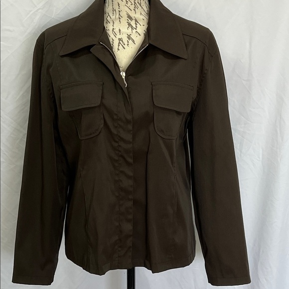 Stefanel Jackets & Blazers - Sleek nylon cotton moto jacket brown large by Stefanel Italy